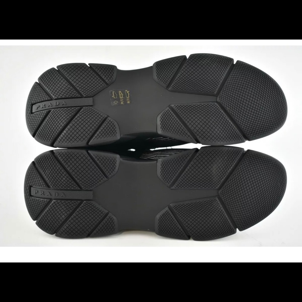 NEW Prada Men's Logo Knit Row Sneakers Black White - Picture 9 of 9